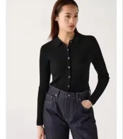 ユニクロ　メリノリブポロカーディガン