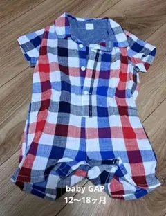 ベビーギャップ（BabyGAP）半袖シャツロンパース　12-18ヶ月　チェック柄
