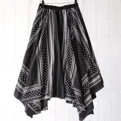 ジーナシス ロング フレア アシメ スカート 水玉 フリー