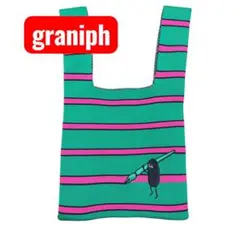 graniph ブラックシャドー　刺繍　ニットトートバッグ　グラニフ