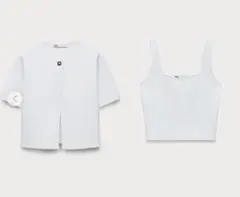 ZARA ホワイトカーディガン EUR S