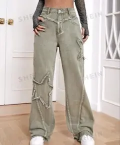 SHEIN ヴィンテージ ハイウエスト ジーンズ ワイド デニム y2k スター