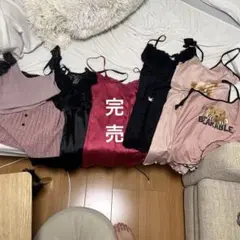 キャミソールセット 黒ピンク