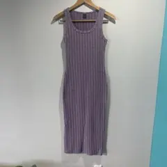 SHEIN ノースリーブ リブニットワンピース パープル
