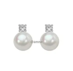 イヤリング パール ダイヤ 1粒 シルバー ステンレス 新品 卒業式 卒園式