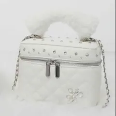 lumignon ルミニョンバニティバッグ ファー付き ホワイトルミニョンバッグ lumignon ルミニョンバニティバッグ ファー付き ホワイトルミニョン
