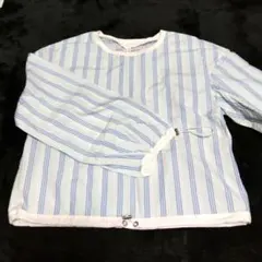 水色ストライプ 長袖シャツ