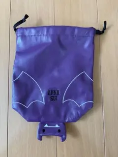 ANNA SUI 巾着 ポーチ パープル コウモリモチーフ
