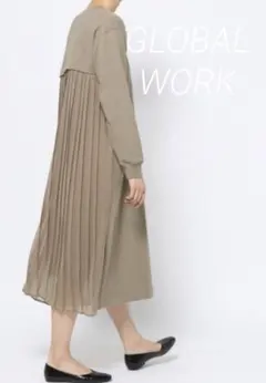 GLOBAL WORK プリーツワンピース　キャメル
