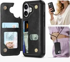 iPhone17 ケース ショルダーストラップ付 背面カード収納 TUCCH