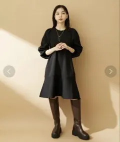 VIパフスリーブ切り替えミニフレアワンピース