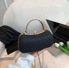 キラキララメクラッチバック（ブラック）ショルダーバック結婚式披露宴パーティバック