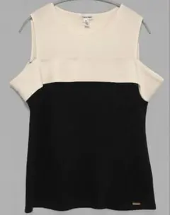 美品【Calvin Klein】バイカラー オフショルダー トップス Mのサムネイル
