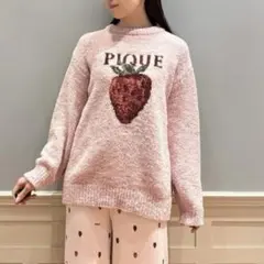 新品タグ付き　ジェラートピケ　メランジストロベリージャガードプルオーバー　いちご