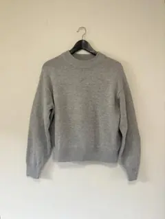 【美品】グレー ニット セーター シンプル ベーシック 無地 Sサイズ