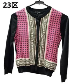 23区 カーディガン　シルクウール スカーフ柄 サイズ32 オンワード樫山