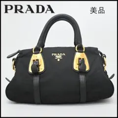 美品✨プラダ ハンドバッグ 2way メタルロゴ ゴールド金具 ナイロン