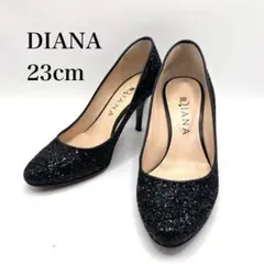 【美品】DIANA ダイアナ グリッター パンプス ラメ 黒 23cm