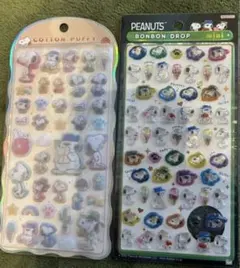 スヌーピー ボンボンドロップシールミニ　コットンパフィ　セット