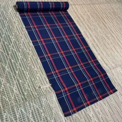 【新品未使用】米琉大島＜織柄・太細格子文＞羽尺（長さ８ｍ６０ｃｍ）　正絹　反物のサムネイル