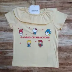 新品 未使用 サンリオ 大集合 半袖 Tシャツ 女の子 黄色 90