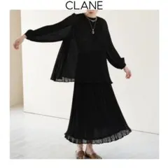 CLANE　ドットジャガード　トップス　スカート　セットアップ　ブラック　洗える