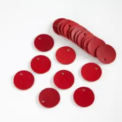 本革 タグ 35mm 丸 20枚 -RED 栃木レザー はぎれ