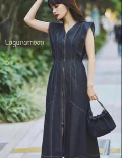 Lagunamoon ラグナムーンダークデニム Vネック ノースリーブワンピース