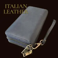 F31■豪華 ダブルラウンドファスナー 財布■クレイジーホースレザー 本革■黒