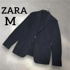 ZARA ザラ テーラードジャケット コットン ビジネス 春秋兼用 ネイビー M