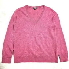 ユニクロ　カシミヤニット ピンク Vネック セーター 長袖 Lサイズ