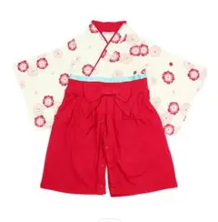 [美品]　初節句　女の子　ベビー袴ロンパース