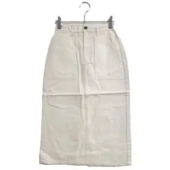 新品 ems ロングスカート F アイボリー コットン タイト ベルト付き 春秋