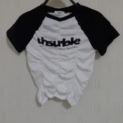 WEGO 半袖Tシャツ ホワイト/ブラック ギャザー入り