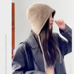 フード風ビーニー　ニット帽　男女兼用　ニット帽　小顔効果 秋冬y2k 韓国　防寒