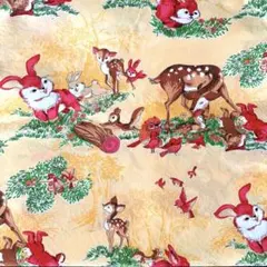【昭和レトロ】kanebo print 動物 レア うさぎ　バンビ　小鳥　当時物