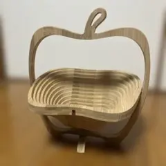 リンゴ型木製バスケット 鍋敷き