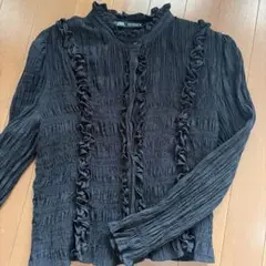 ZARA ブラック フリル長袖シャツ