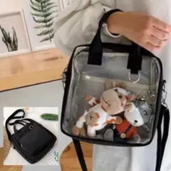 ブラック 3WAY 　推し活　痛バッグ　クリアバッグ　クリア　ショルダーバッグ