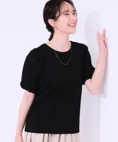 SHOO・LA・RUE DRESKIP 異素材パフスリーブトップス ブラック Mのサムネイル