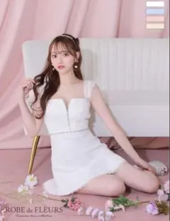 ウエストビジュ/スカラップレース/フレア/ノースリーブ/ミニドレス/キャバドレス