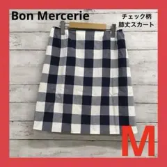 Bon mercerie スカート レディース サイズ38 チェック柄 白/紺のサムネイル