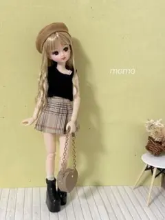 リカちゃん服 ワンショルダートップス×タックスカート♡コーデ3点セット