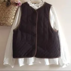 は*ー様 samansa mos2 ダークブラウン キルティングベスト フリーサ