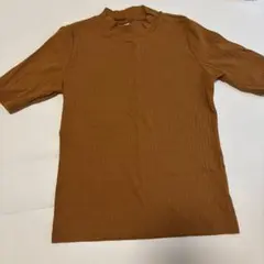 ユニクロ　リブ編みブラウン半袖トップス Mサイズ