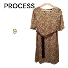 PROCESS 3rdペイズリー柄 半袖ワンピース リボン付きサイズ9