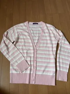 EASTBOY ピンクストライプカーディガン