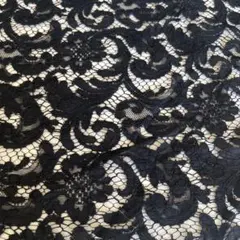 インポート黒のフラワーパターンレース生地