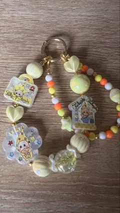 ハンドメイド ビーズストラップ イエロー系 - メルカリ