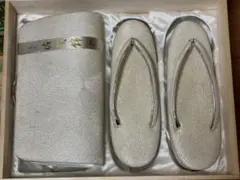 シルバー シンプル佐賀錦 草履バッグセット 和装小物 フォーマル 訪問着 着物